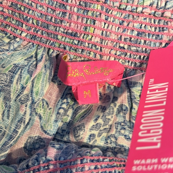 Sz M NWT Lilly Pulitzer off the shoulder linen top - Picture 4 of 4